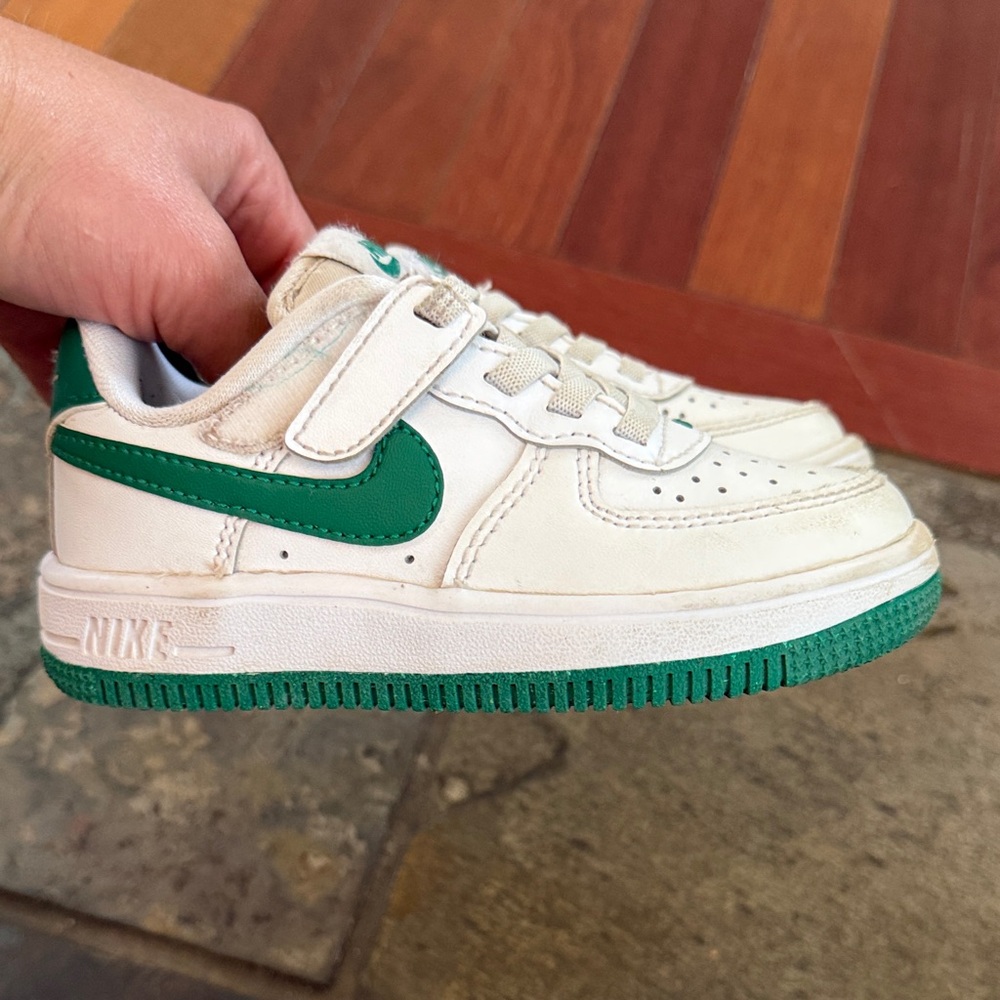 Nike Kids' White and Green Sneakers